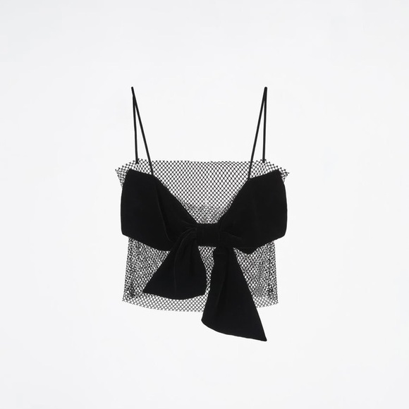 NWT ZARA RHINESTONE MESH TOP